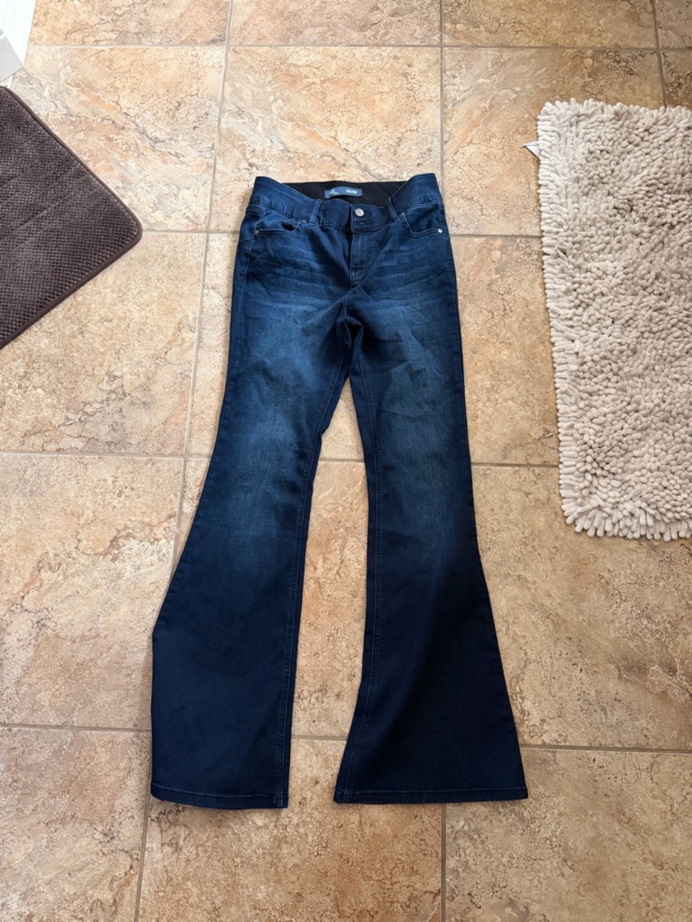 1822 Denim Dark Blue Flare Jeans - High Rise Stretch